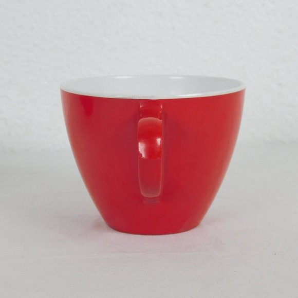 Royalon Melamine Melmac Red White Coffee Tea Cup #304 USA Set of 2 Vintage FLAW - Picture 3 of 12